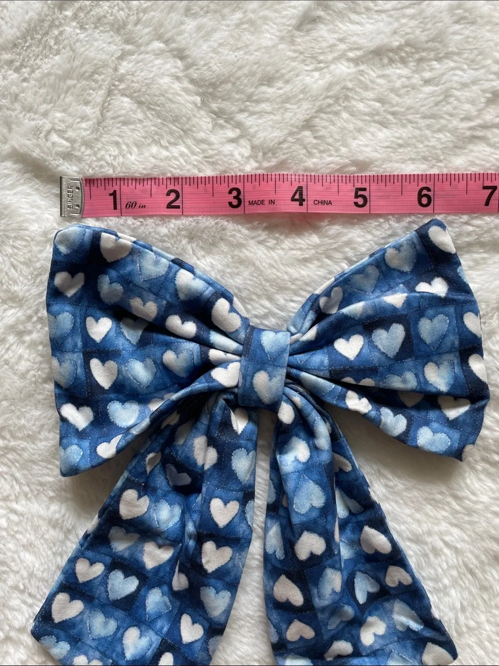 Boutique Blue Heart Pet Bow